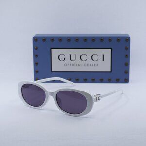 Gucci GG1684SA 006 Oval Sunglasses - White